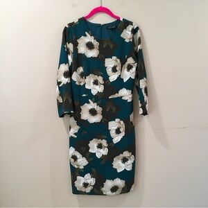 Banana Republic Womens 4 Floral Shift Dress Crepe Green Classy Work New 873359